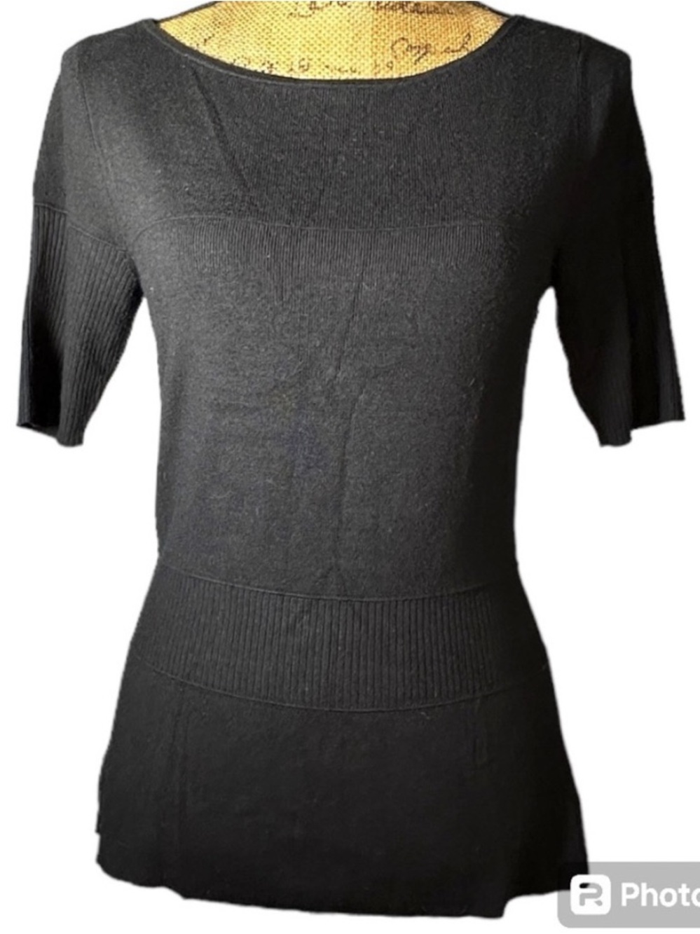 Ann Taylor Petite ribbed top black rayon blend Women’s size MP | ff1
